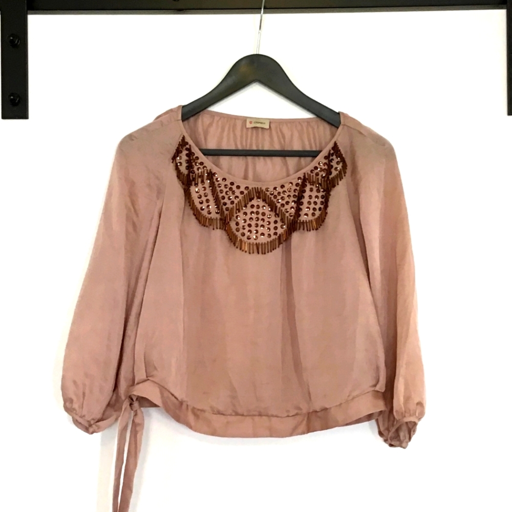 Blush embellished blouse